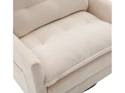 Poltrona giratória com bolso lateral - Tecido chenille - Bege