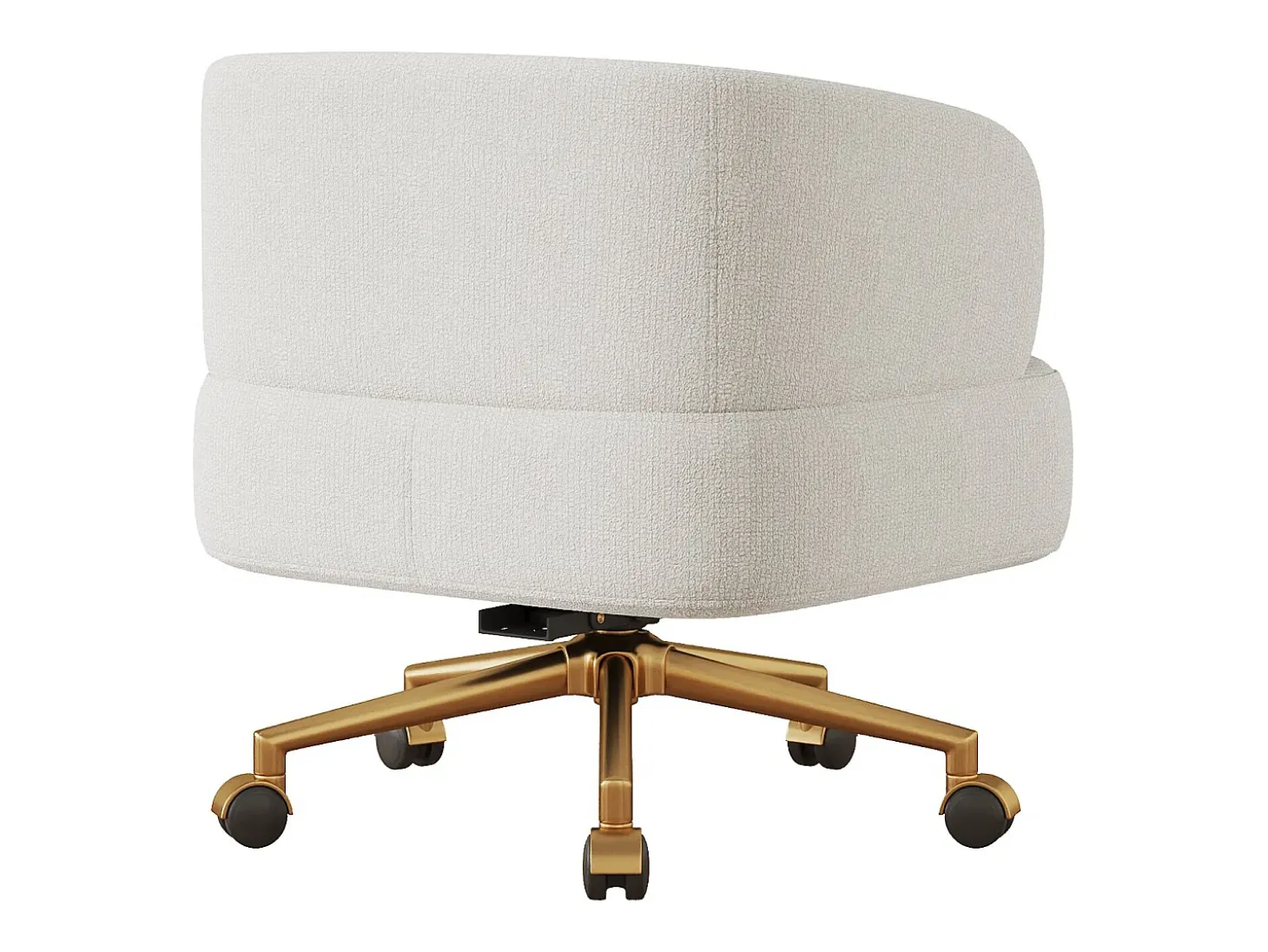 Poltrona giratória em chenille bege com almofada de assento de 20 cm, 71x60x71 cm