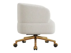 Poltrona giratória em chenille bege com almofada de assento de 20 cm, 71x60x71 cm