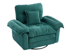 Poltrona giratória em tecido chenille verde com almofada - Ideal para sala de estar, quarto e escritório.