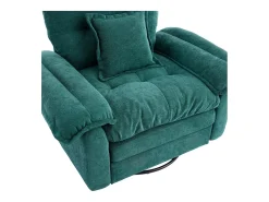 Poltrona giratória em tecido chenille verde com almofada - Ideal para sala de estar, quarto e escritório.