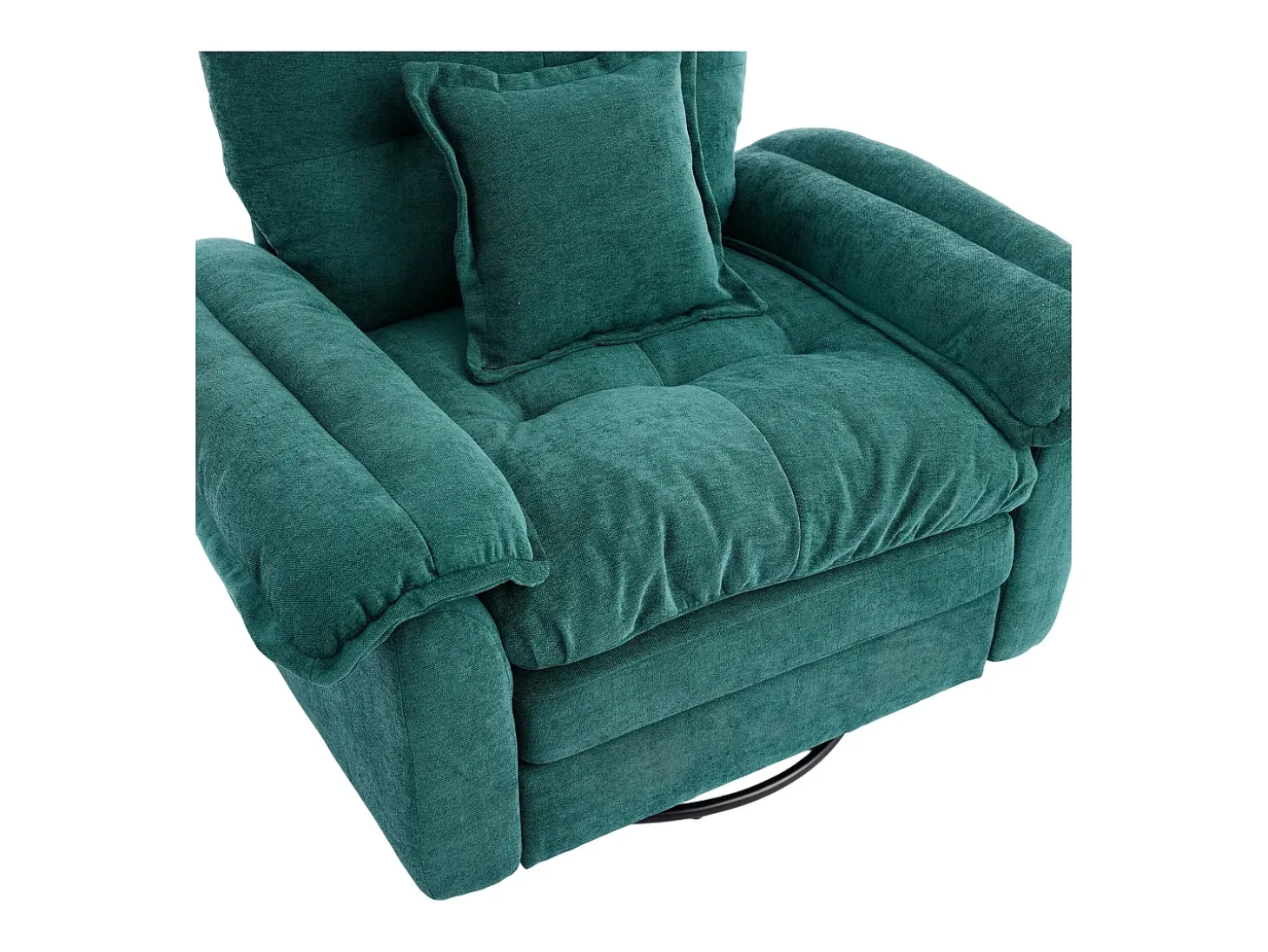 Poltrona giratória em tecido chenille verde com almofada - Ideal para sala de estar, quarto e escritório.