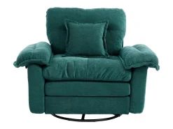 Poltrona giratória em tecido chenille verde com almofada - Ideal para sala de estar, quarto e escritório.