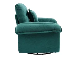 Poltrona giratória em tecido chenille verde com almofada - Ideal para sala de estar, quarto e escritório.