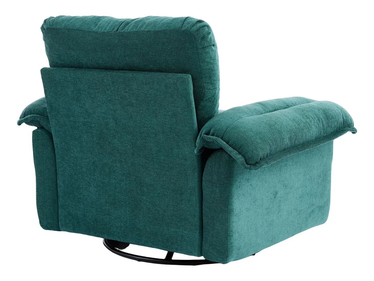 Poltrona giratória em tecido chenille verde com almofada - Ideal para sala de estar, quarto e escritório.