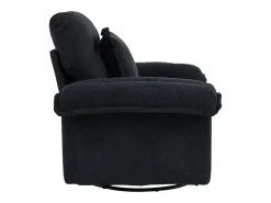 Poltrona giratória em tecido chenille preto com almofada - Ideal para sala de estar, quarto e escritório.