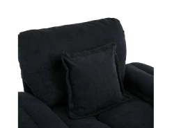 Poltrona giratória em tecido chenille preto com almofada - Ideal para sala de estar, quarto e escritório.