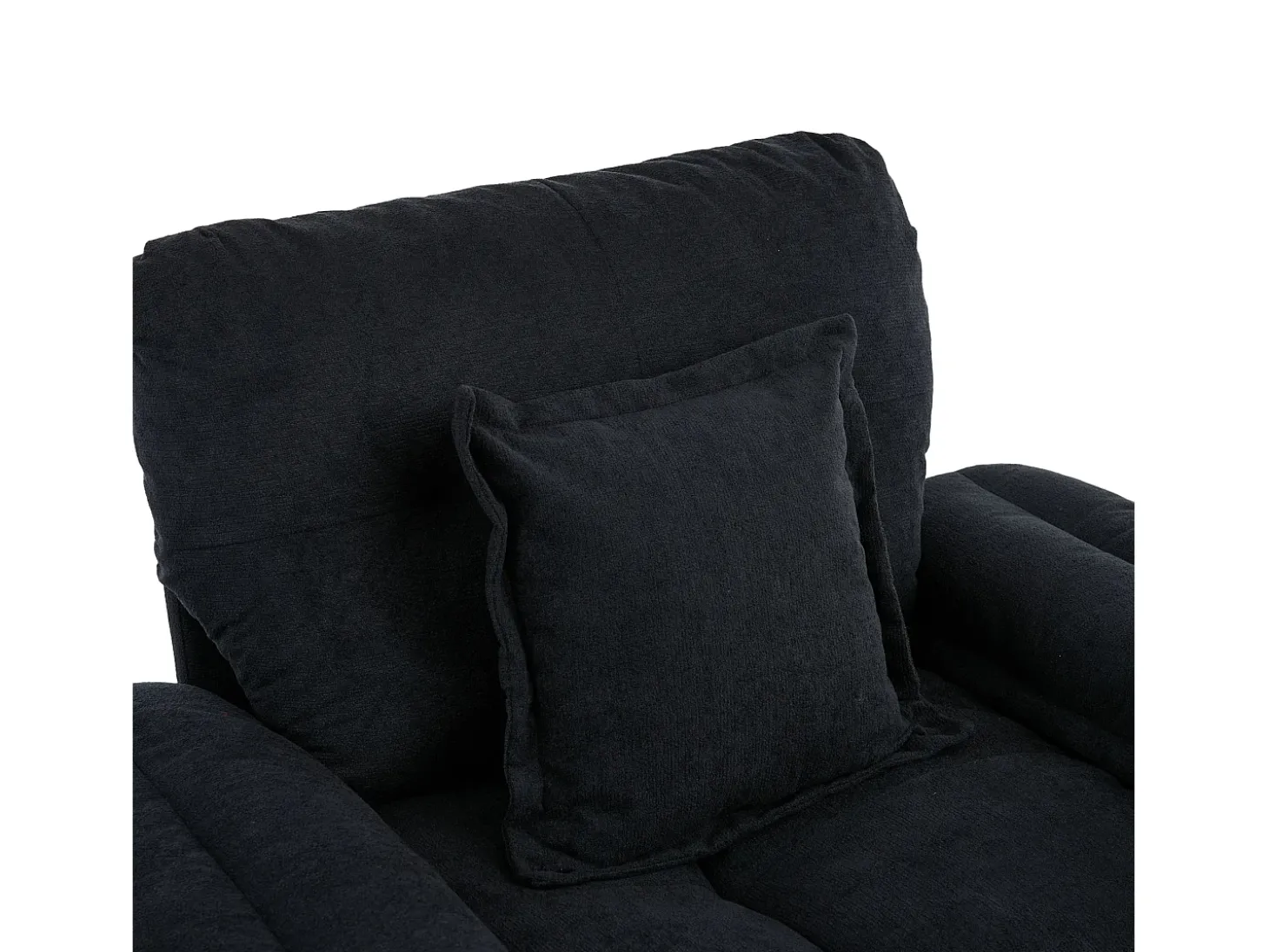 Poltrona giratória em tecido chenille preto com almofada - Ideal para sala de estar, quarto e escritório.