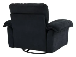 Poltrona giratória em tecido chenille preto com almofada - Ideal para sala de estar, quarto e escritório.