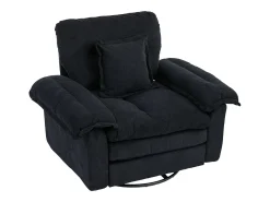 Poltrona giratória em tecido chenille preto com almofada - Ideal para sala de estar, quarto e escritório.