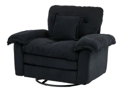 Poltrona giratória em tecido chenille preto com almofada - Ideal para sala de estar, quarto e escritório.