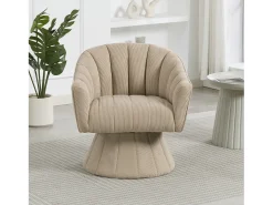 Poltrona giratória moderna 360° - 70 x 66 x 72 cm - com assento e encosto ergonômicos + apoios de braço - veludo - cáqui