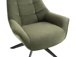 Poltrona giratória tecido verde oliva estilo charme vintage CANATO