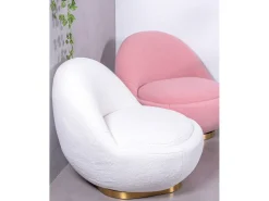 Poltrona giratório de design estofado em algodão - Corsica - Branco