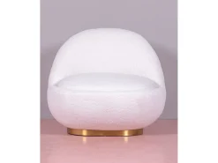 Poltrona giratório de design estofado em algodão - Corsica - Branco