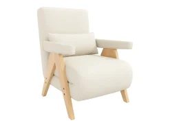 Poltrona individual 64x68,5x93 cm - conversível 3 em 1 - estofada - linho - bege + natural