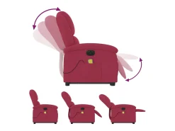 Poltrona massagens elevatória elétrica veludo vermelho-tinto SHL880212
