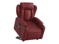 Poltrona massagens reclinável couro artificial vermelho tinto SHL212477