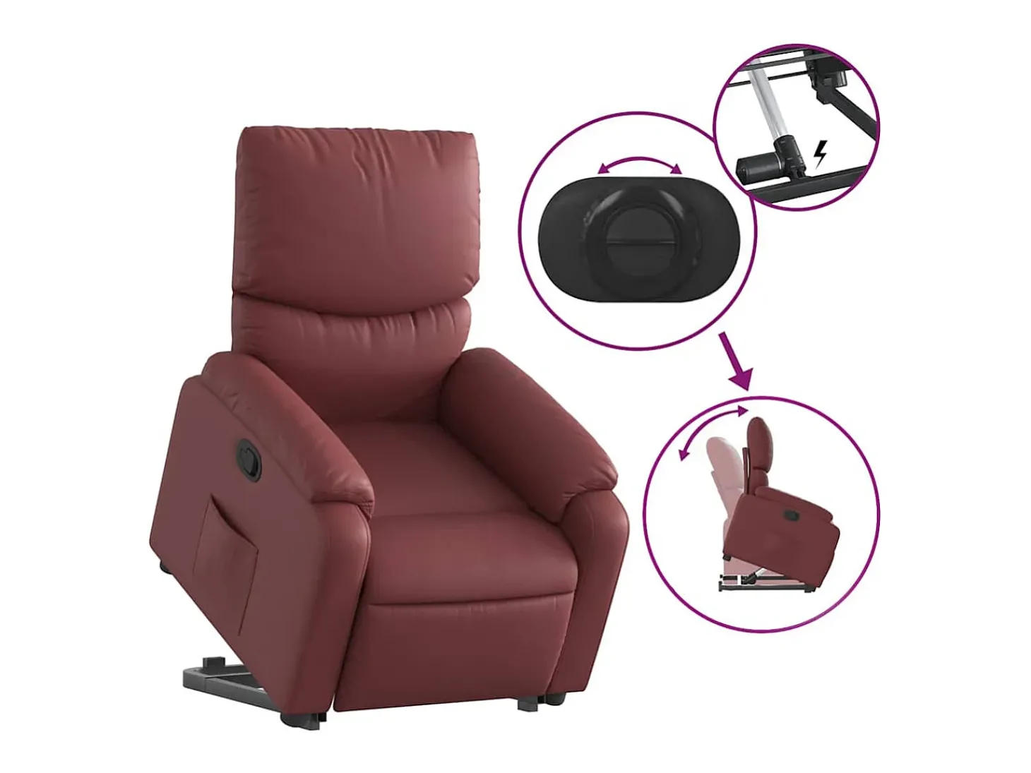 Poltrona massagens reclinável couro artificial vermelho tinto SHL458932