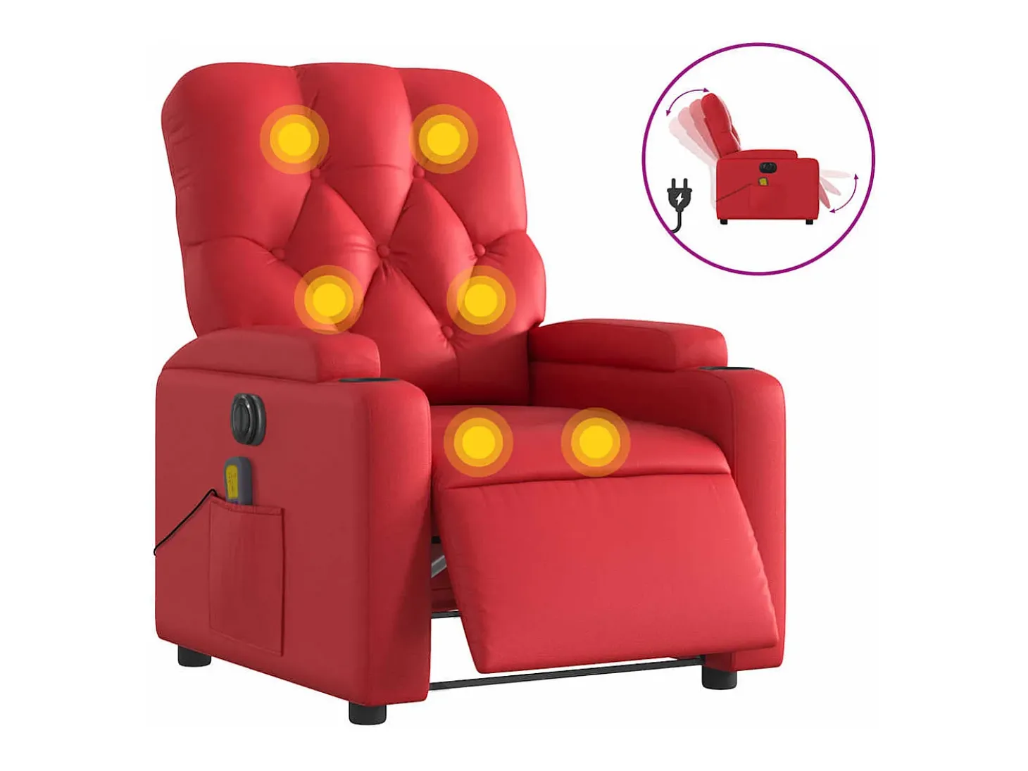 Poltrona massagens reclinável elétrica couro artif. vermelho