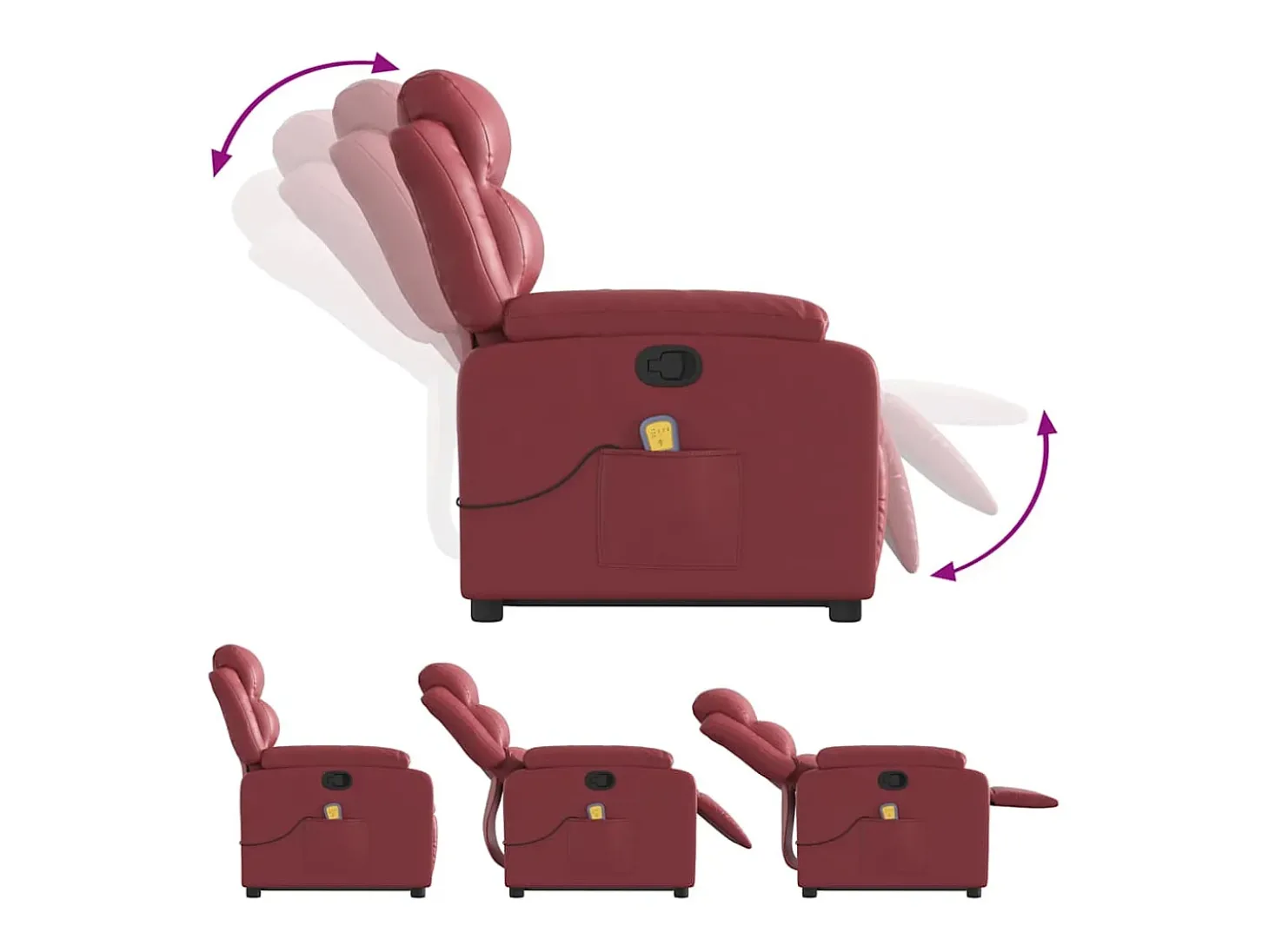 Poltrona massagens reclinável couro artificial vermelho tinto SHL265759