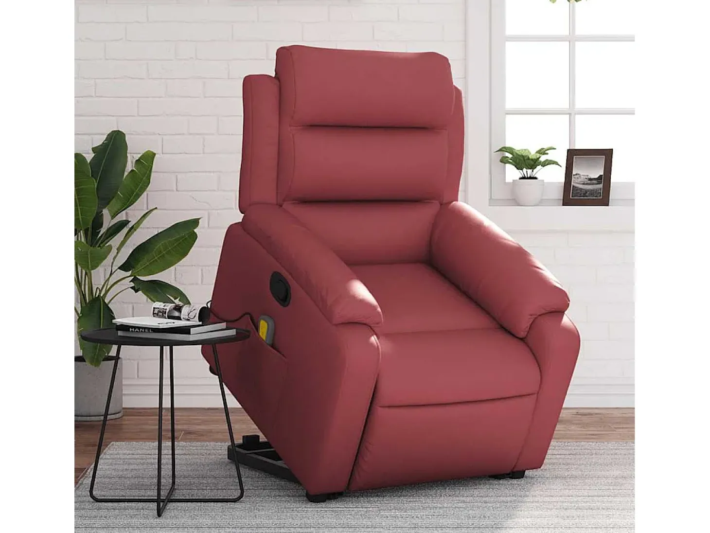 Poltrona massagens reclinável couro artificial vermelho tinto SHL265759