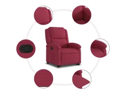 Poltrona massagens reclinável elevatória veludo vermelho tinto SHL22225