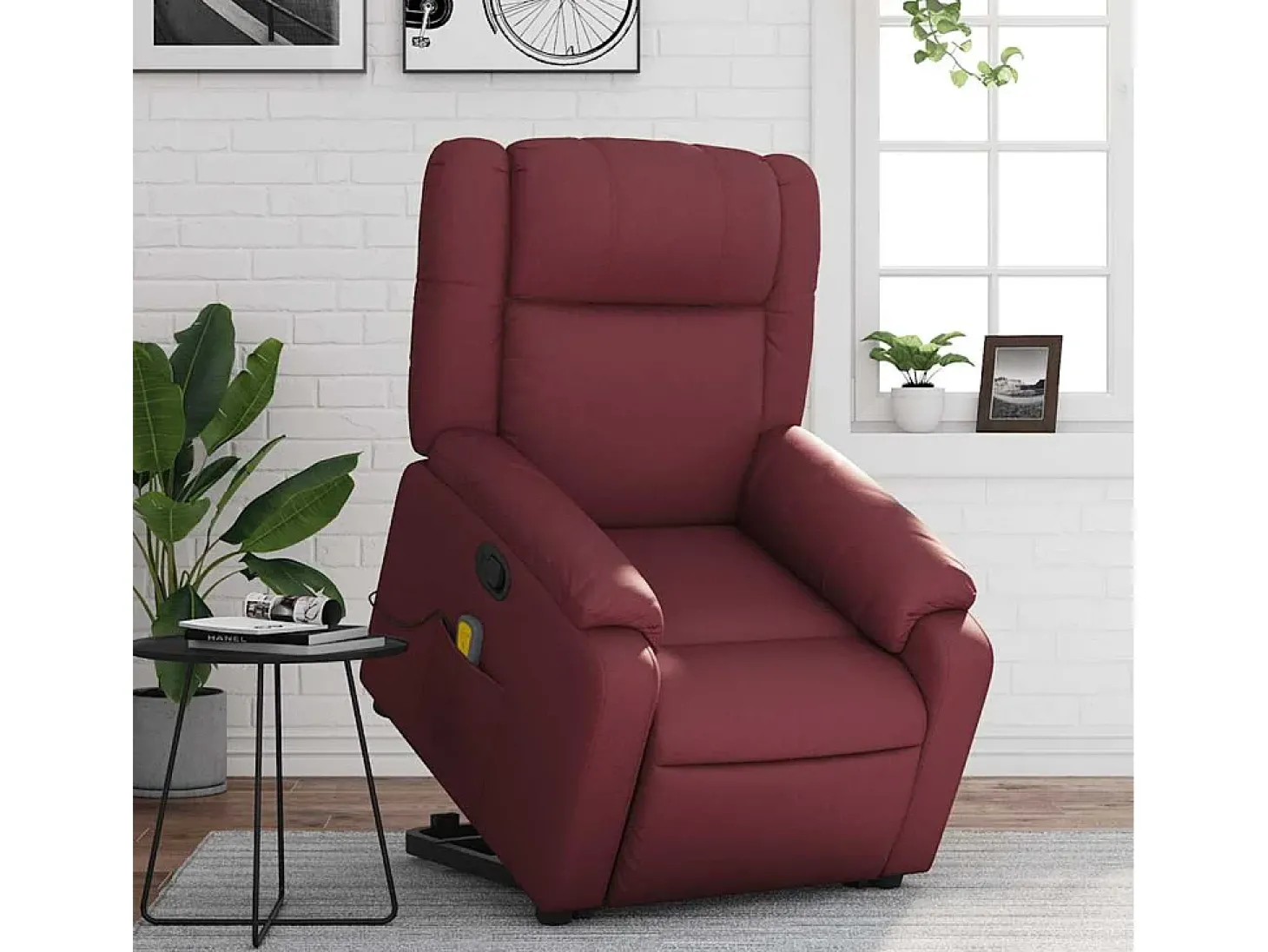 Poltrona massagens reclinável couro artificial vermelho tinto SHL667008
