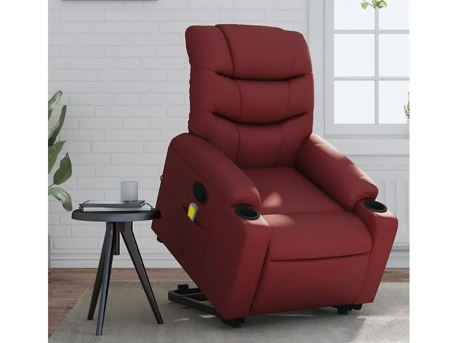 Poltrona massagens reclinável couro artificial vermelho tinto SHL547891