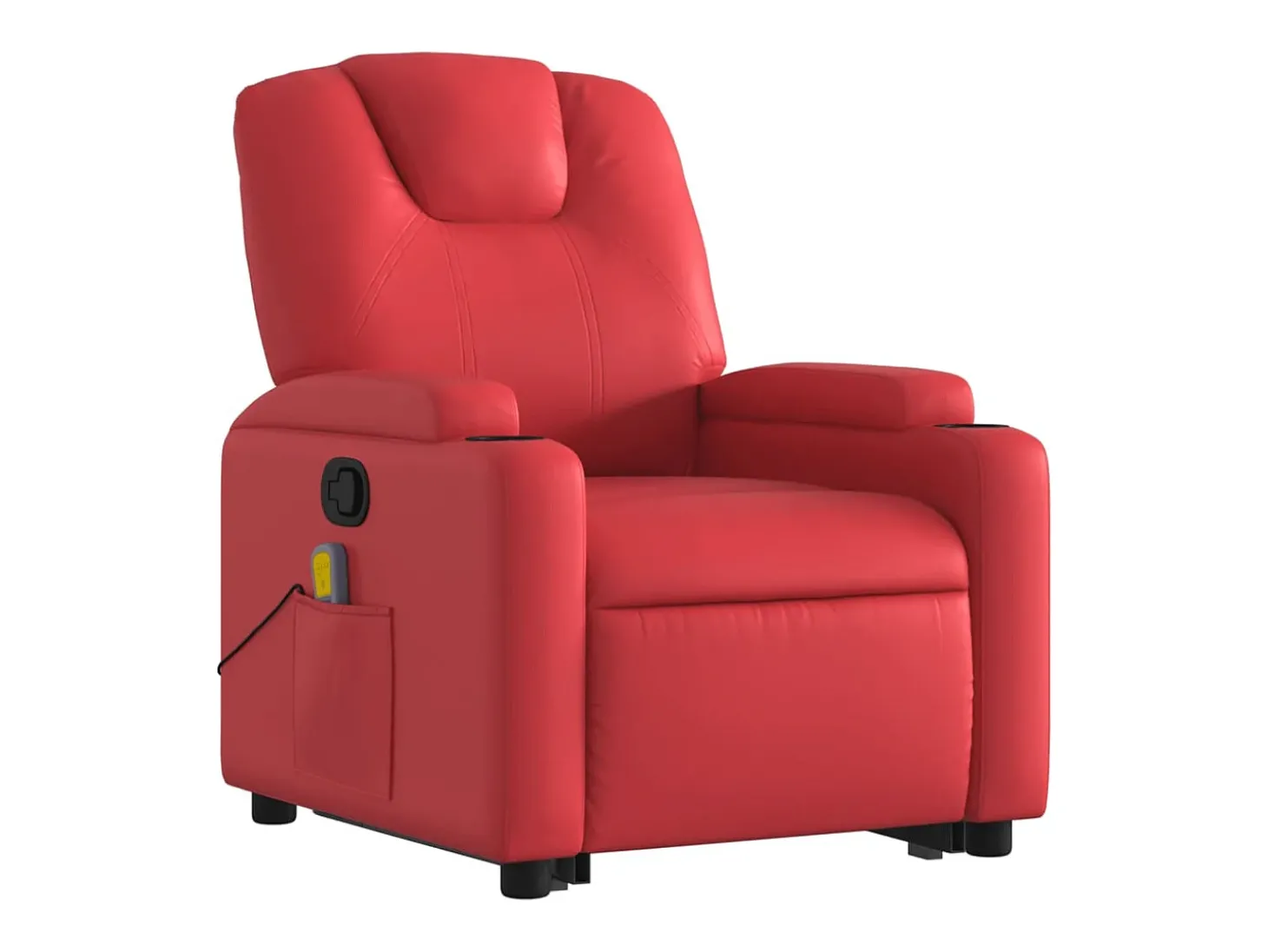 Poltrona massagens reclinável elevatória couro artif. vermelho SHL910593