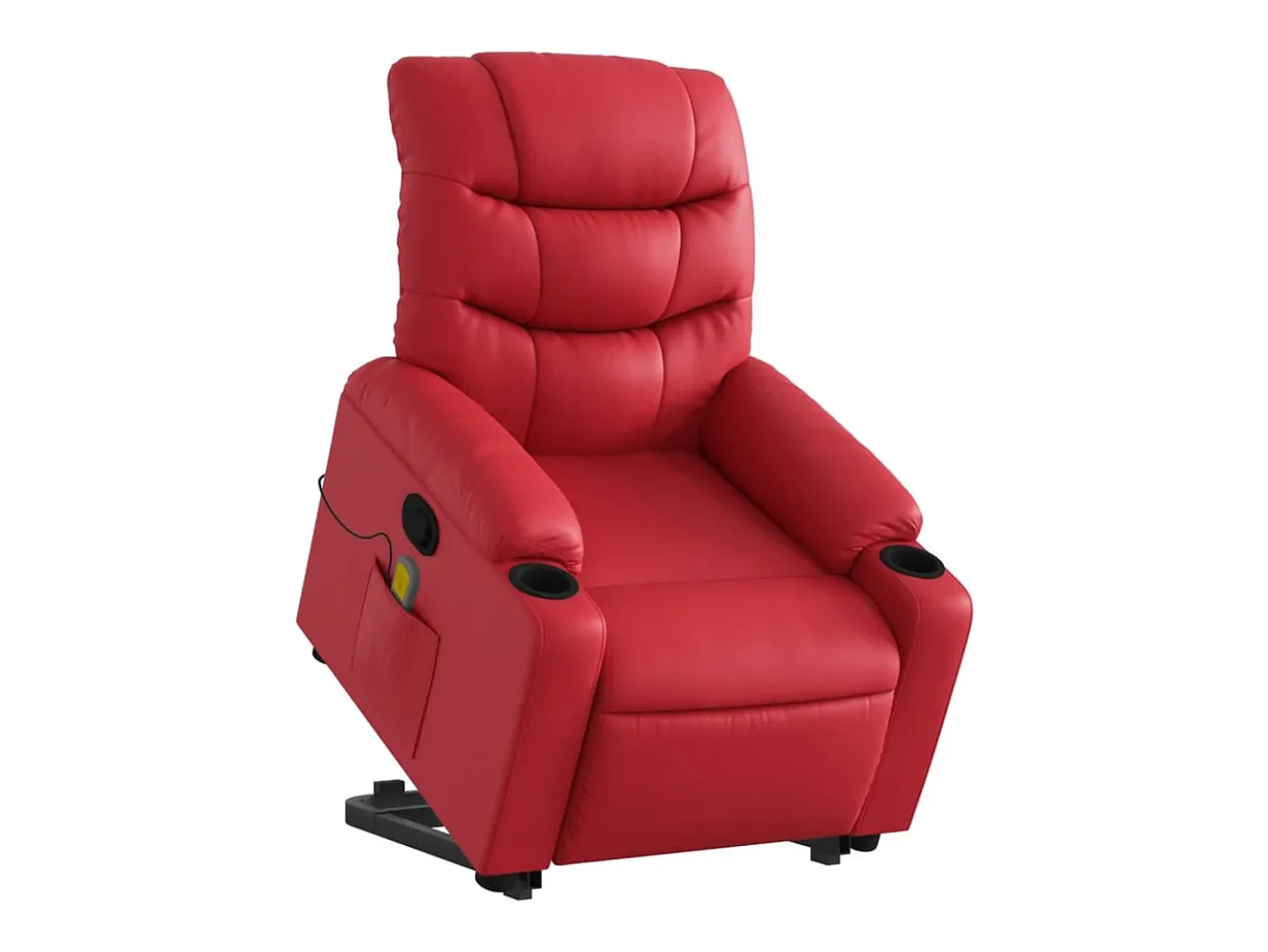 Poltrona massagens reclinável elevatória couro artif. vermelho SHL308568