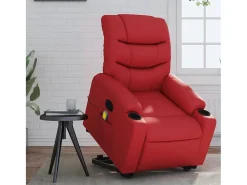Poltrona massagens reclinável elevatória couro artif. vermelho SHL308568