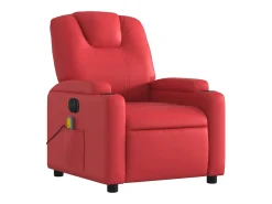Poltrona massagens reclinável elétrica couro artif. vermelho SHL160266