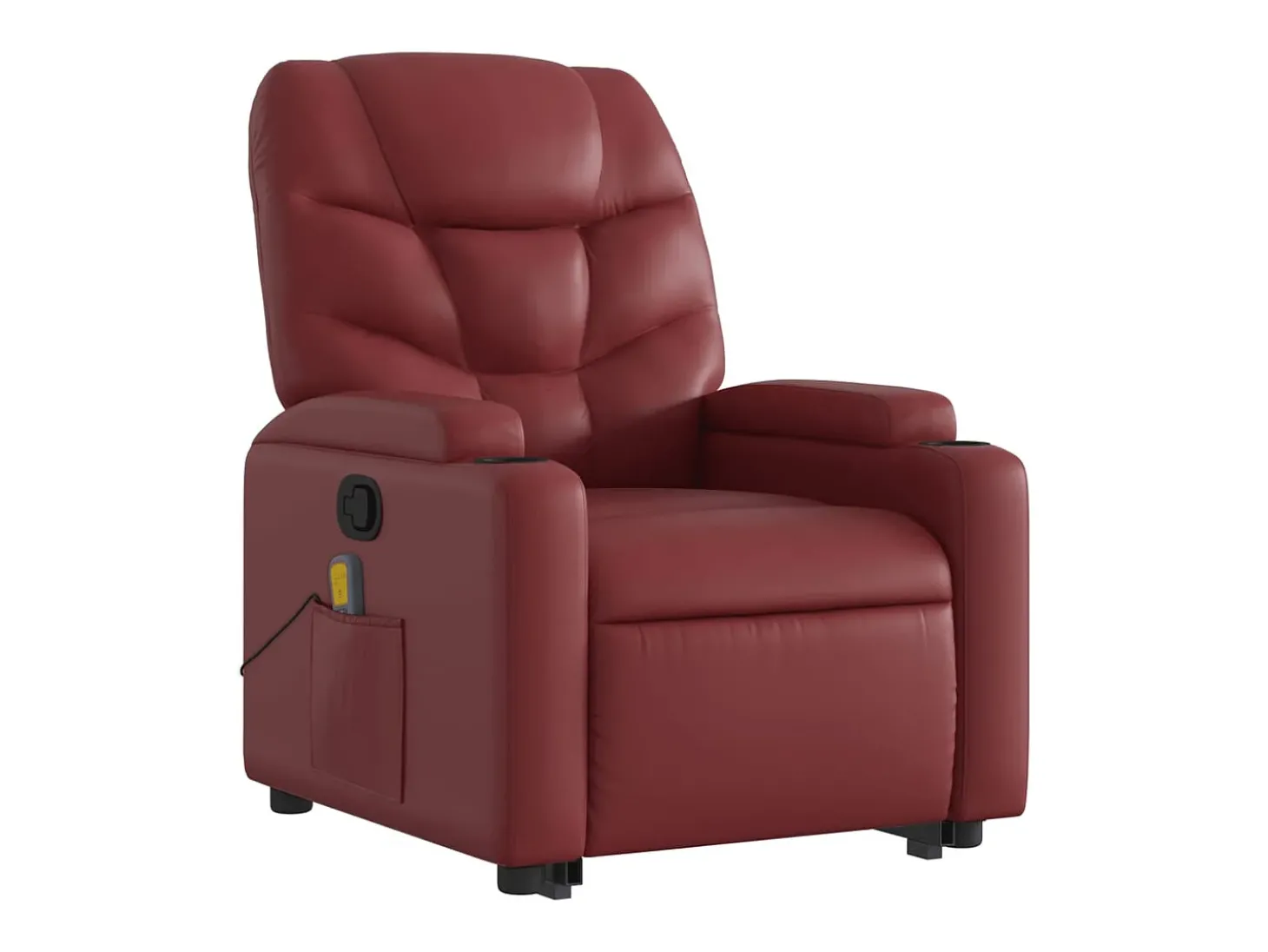 Poltrona massagens reclinável couro artificial vermelho tinto SHL100810