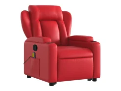 Poltrona massagens reclinável elevatória couro artif. vermelho SHL230128