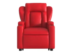 Poltrona massagens reclinável elevatória couro artif. vermelho SHL230128