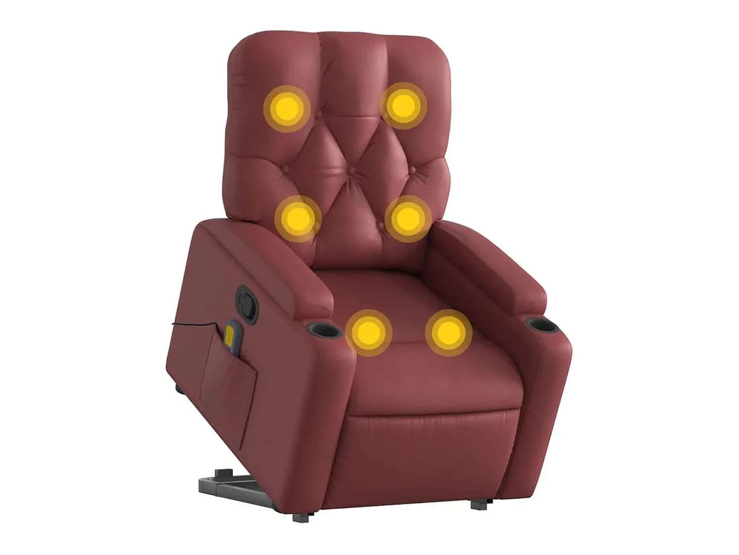 Poltrona massagens reclinável couro artificial vermelho tinto SHL194081