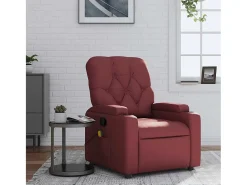 Poltrona massagens reclinável couro artificial vermelho tinto SHL709066