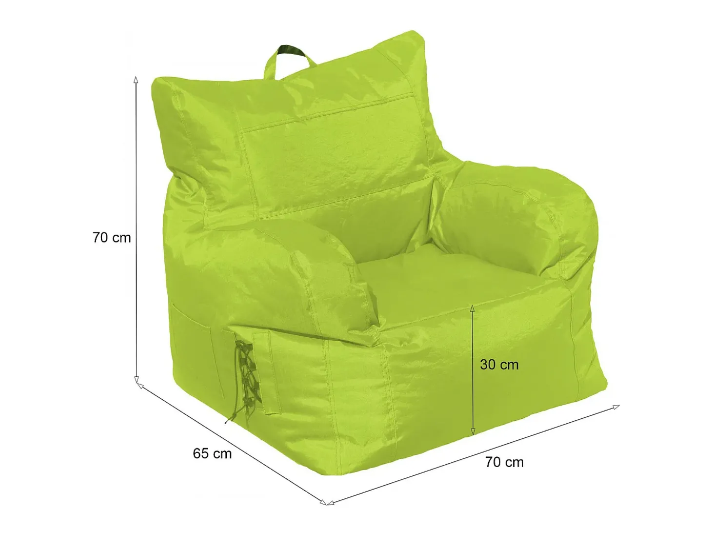 Poltrona Ossidiana, Assento almofadado, Sofá individual de sala, Cadeira com braços, Fabricado em Itália, 75x65 h70 cm, Verde