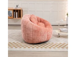 Poltrona Preguiçosa de Chenille - 2 Lugares - com 2 Almofadas - 62cm Profundidade do Assento - Carga Máx. 250kg - Rosa