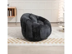 Poltrona Preguiçosa de Chenille - 2 Lugares - com 2 Almofadas - 62cm Profundidade do Assento - Carga Máx. 250kg - Preto