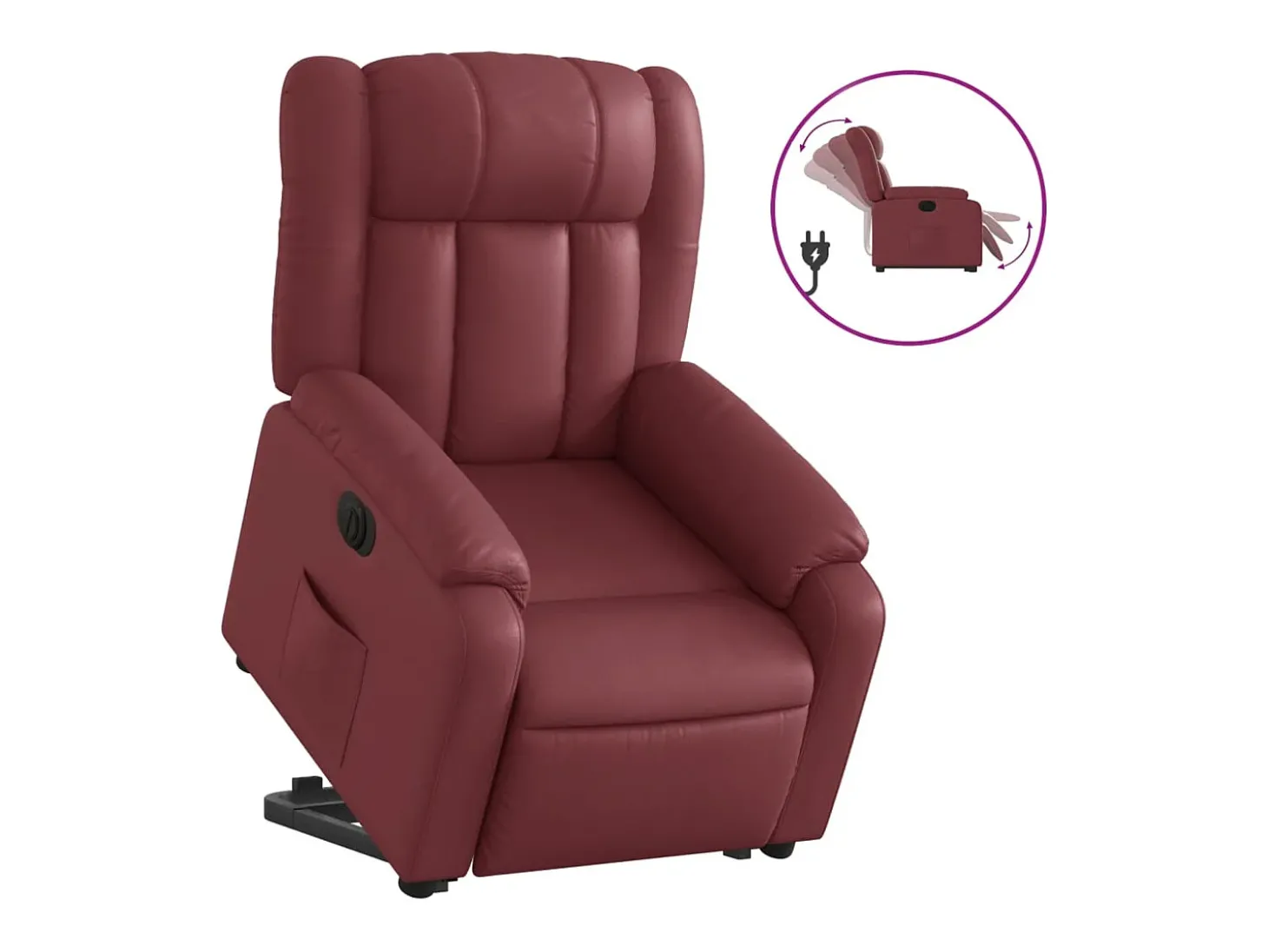 Poltrona reclin. elevatória elétrica couro artif vermelho-tinto PT299696