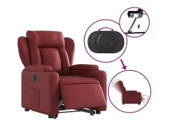 Poltrona reclin. elevatória elétrica couro artif vermelho-tinto