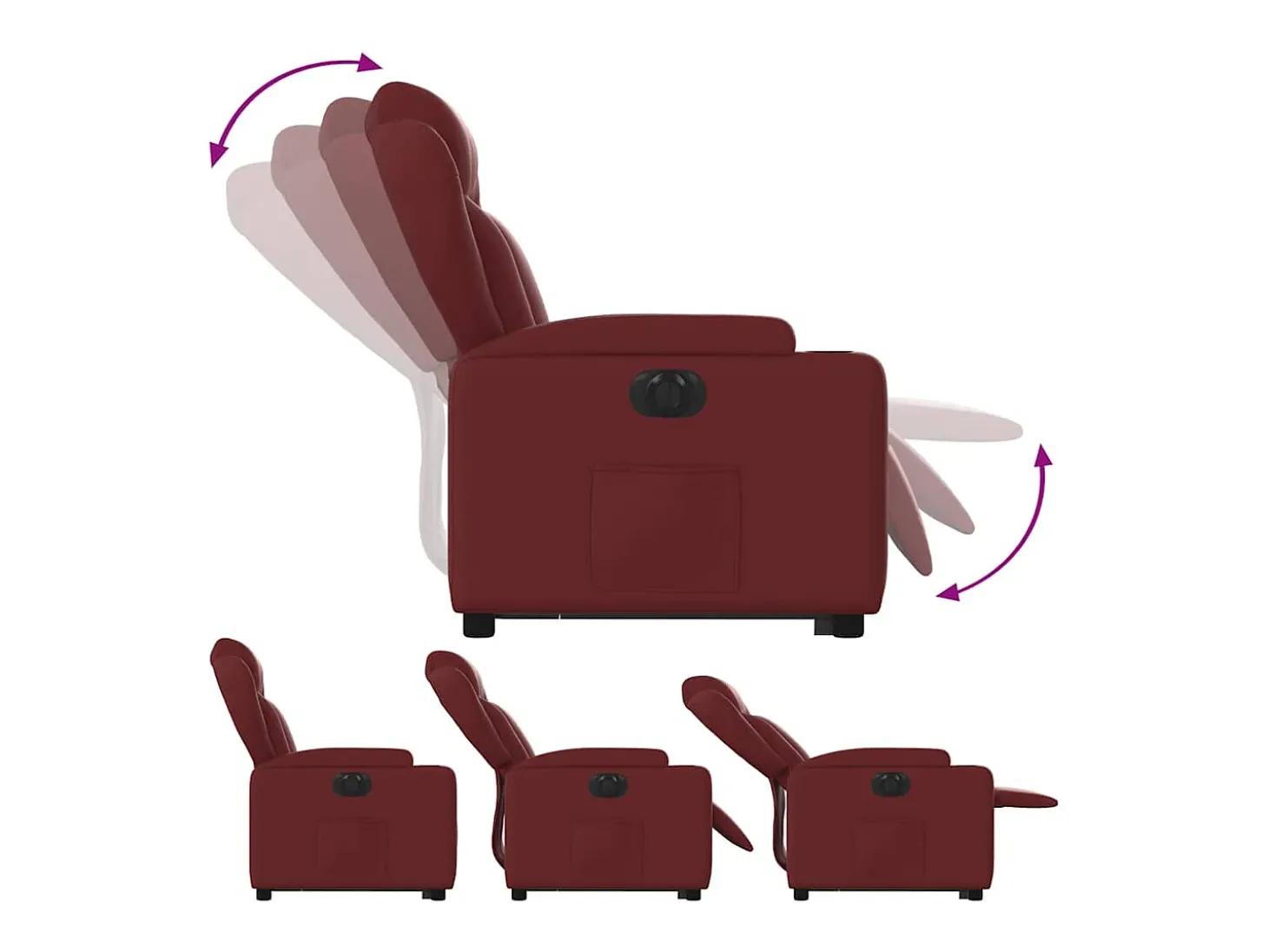 Poltrona reclin. elevatória elétrica couro artif vermelho-tinto