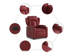 Poltrona reclin. elevatória elétrica couro artif vermelho-tinto