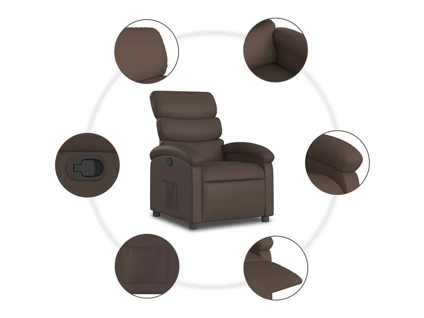 Poltrona reclinável couro artificial castanho