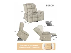 Poltrona reclinável elétrica reclinável em tecido - Cinza - C93 x L102 x A106 cm - Cinza 1