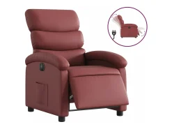 Poltrona reclinável elétrica couro artificial vermelho tinto