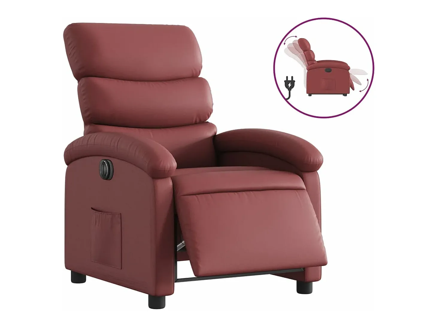 Poltrona reclinável elétrica couro artificial vermelho tinto