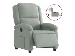 Poltrona reclinável elétrica veludo cinzento-claro PT529402